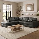 Marley 4 Seat Modular Open End Right Hand Corner Sofa in Oslo Storm Leather -Group 5 FOOT