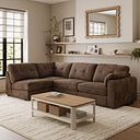 Marley 4 Seat Right Hand Modular Corner Sofa in Lila Chocolate Fabric - Group 5