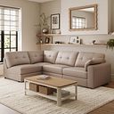 Marley 4 Seat Right Hand Modular Corner Sofa in Oslo Mushroom Leather - Group 5