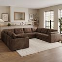 Marley Large U-Shape Modular Corner Sofa in Lila Chocolate Fabric - Group 11
