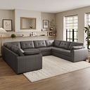 Marley Large U-Shape Modular Corner Sofa in Oslo Elephant Grey Leather - Group 11