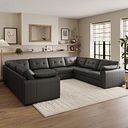 Marley Large U-Shape Modular Corner Sofa in Oslo Storm Leather - Group 11