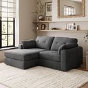 Marley Modular 2 Seater Left Hand Compact Chaise Sofa in Lila Charcoal Fabric - Group 12