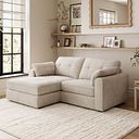 Marley Modular 2 Seater Left Hand Compact Chaise Sofa in Lila Natural Fabric - Group 12