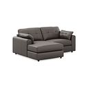 Marley Modular 2 Seater Left Hand Compact Chaise Sofa in Oslo Elephant Grey Leather - Group 12