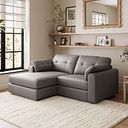 Marley Modular 2 Seater Left Hand Compact Chaise Sofa in Oslo Elephant Grey Leather - Group 12