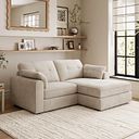 Marley Modular 2 Seater Right Hand Compact Chaise Sofa in Lila Natural Fabric - Group 13