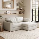 Marley Modular 2 Seater Right Hand Compact Chaise Sofa in Oslo Bone China Leather - Group 13