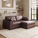 Marley Modular 2 Seater Right Hand Compact Chaise Sofa in Oslo Chestnut Leather - Group 13