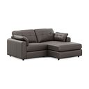 Marley Modular 2 Seater Right Hand Compact Chaise Sofa in Oslo Elephant Grey Leather - Group 13