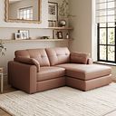 Marley Modular 2 Seater Right Hand Compact Chaise Sofa in Oslo Mocha Mouse Leather - Group 13