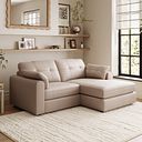 Marley Modular 2 Seater Right Hand Compact Chaise Sofa in Oslo Mushroom Leather - Group 13