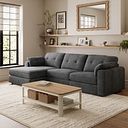 Marley Modular 3 Seater Left Hand Chaise Sofa in Lila Charcoal Fabric - Group 14