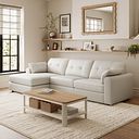 Marley Modular 3 Seater Left Hand Chaise Sofa in Oslo Bone China Leather - Group 14
