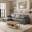 Marley Modular 3 Seater Left Hand Chaise Sofa in Oslo Elephant Grey Leather - Group 14