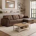 Marley Modular 3 Seater Right Hand Chaise Sofa in Lila Chocolate Fabric - Group 15
