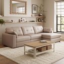 Marley Modular 3 Seater Right Hand Chaise Sofa in Oslo Mushroom Leather - Group 15