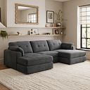 Marley Modular 3 Seater U-Shape Chaise Sofa in  Lila Charcoal Fabric- Group 16