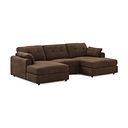 Marley Modular 3 Seater U-Shape Chaise Sofa in Lila Chocolate Fabric - Group 16