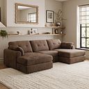 Marley Modular 3 Seater U-Shape Chaise Sofa in Lila Chocolate Fabric - Group 16