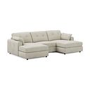 Marley Modular 3 Seater U-Shape Chaise Sofa in Lila Ivory Fabric - Group 16