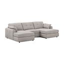 Marley Modular 3 Seater U-Shape Chaise Sofa in Lila Stone Fabric - Group 16