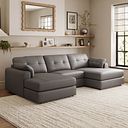 Marley Modular 3 Seater U-Shape Chaise Sofa in Oslo Elephant Grey Leather - Group 16