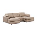 Marley Modular 3 Seater U-Shape Chaise Sofa in Oslo Mushroom Leather - Group 16