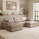 Marley Modular 3 Seater U-Shape Chaise Sofa in Oslo Mushroom Leather - Group 16