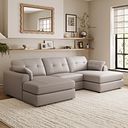 Marley Modular 3 Seater U-Shape Chaise Sofa in Oslo Oyster Leather - Group 16