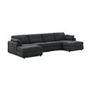 Marley Modular 4 Seater U-Shape Chaise Sofa in Lila Charcoal Fabric - Group 17