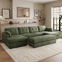 Marley Modular 4 Seater U-Shape Chaise Sofa in Lila Pine Fabric - Group 17