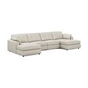 Marley Modular 4 Seater U-Shape Chaise Sofa in Oslo Bone China Leather - Group 17
