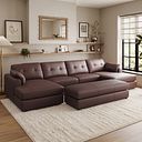 Marley Modular 4 Seater U-Shape Chaise Sofa in Oslo Chestnut Leather - Group 17