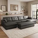 Marley Modular 4 Seater U-Shape Chaise Sofa in Oslo Storm Leather - Group 17