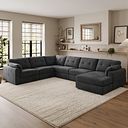 Marley Modular 6 Seater Right Hand Corner Sofa with Chaise in  Lila Charcoal Fabric- Group 19