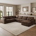 Marley Modular 6 Seater Right Hand Corner Sofa with Chaise in Lila Chocolate Fabric - Group 19