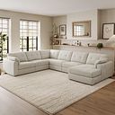 Marley Modular 6 Seater Right Hand Corner Sofa with Chaise in Lila Ivory Fabric - Group 19