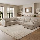 Marley Modular 6 Seater Right Hand Corner Sofa with Chaise in Lila Natural Fabric - Group 19