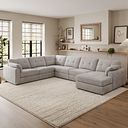 Marley Modular 6 Seater Right Hand Corner Sofa with Chaise in Lila Stone Fabric - Group 19