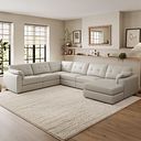 Marley Modular 6 Seater Right Hand Corner Sofa with Chaise in Oslo Bone China Leather - Group 19