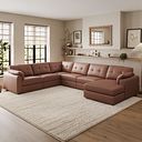 Marley Modular 6 Seater Right Hand Corner Sofa with Chaise in Oslo Mocha Mouse Leather - Group 19