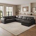 Marley Modular 6 Seater Right Hand Corner Sofa with Chaise in Oslo Storm Leather - Group 19
