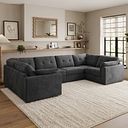 Marley Small U-Shape Modular Corner Sofa in Lila Charcoal Fabric - Group 10