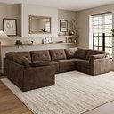 Marley Small U-Shape Modular Corner Sofa in Lila Chocolate Fabric - Group 10