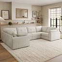 Marley Small U-Shape Modular Corner Sofa in Lila Ivory Fabric - Group 10
