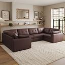 Marley Small U-Shape Modular Corner Sofa in Oslo Chestnut Leather - Group 10