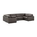 Marley Small U-Shape Modular Corner Sofa in Oslo Elephant Grey Leather - Group 10