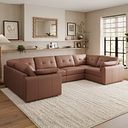 Marley Small U-Shape Modular Corner Sofa in Oslo Mocha Mouse Leather - Group 10
