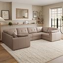 Marley Small U-Shape Modular Corner Sofa in Oslo Mushroom Leather - Group 10